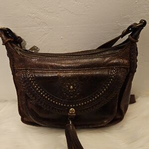 Brown Leather Hobo Style Shoulder Bag by Patrica Nash